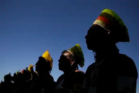 Brasília (DF), 05/06/2023 - Povos indígenas de diversas etnias montam acampamento em Brasília para mobilização contra o Marco Temporal. Foto: Marcelo Camargo/Agência Brasil