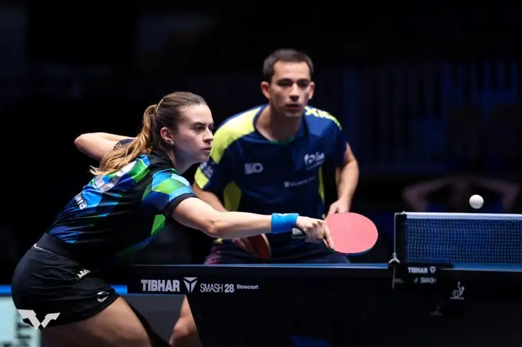WTT/Divulgação Eslovênia- 20/06/2025 - Hugo Calderano e Bruna Takahashi vão à final de torneio na Eslovênia. Foto WTT/Divulgação