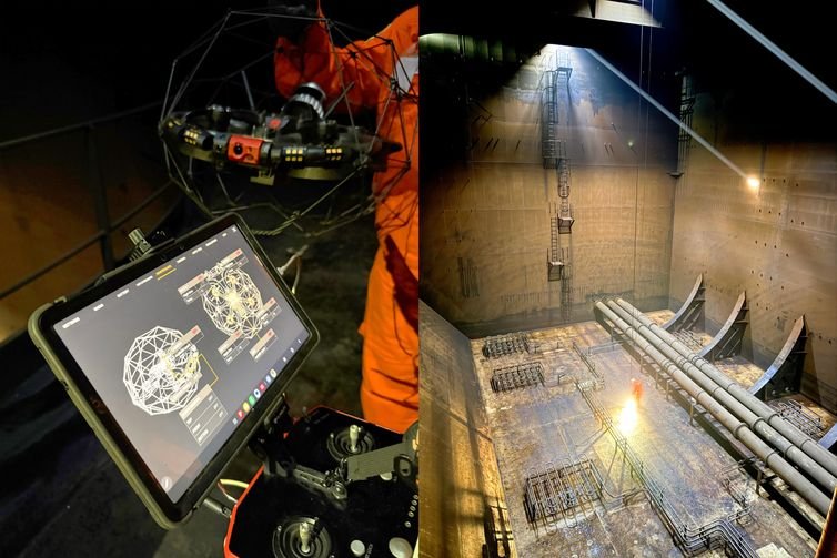 Transpetro/Divulgação Rio de Janeiro (RJ), 05/08/2025 - Drone ajuda Transpetro economizar até R$ 1 milhão em inspeção de navio. Foto: Transpetro/Divulgação