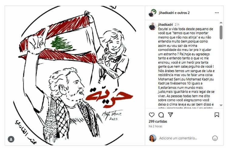 Jihad El Kadri/Instagram Brasília (DF), 02/10/2025 - Imagem de Jihad El Kadri, filho de um dos capturados por Israel na Flotilla, Mohamad El Kadri. Foto: Jihad El Kadri/Instagram