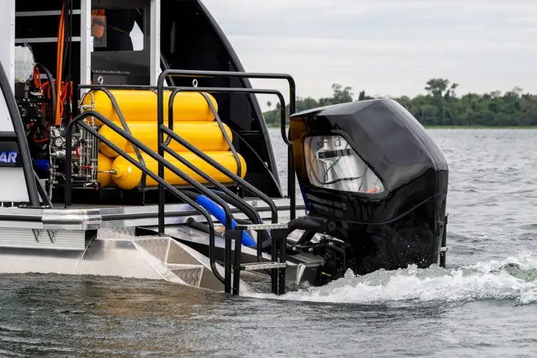 William Brisida/Itaipu Binacional Rio de Janeiro (RJ), 08/10/2025 –Itaipu apresenta barco 100% hidrogênio verde que será lançado na COP30.
Foto: William Brisida/Itaipu Binacional