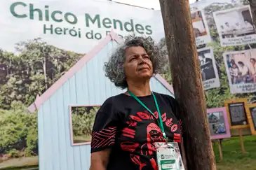 Belém (PA), 18/11/2025 - Angela Mendes, filha do jornalista e ativistada Chico Mendes, em entrevista para a Agância Brasil na COP30. Foto: Bruno Peres/Agência Brasil