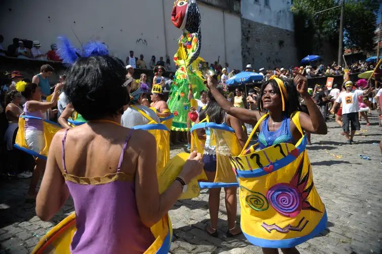 Fernando Frazão/Agência Brasil Rio de Janeiro - Foliões desfilam no Bloco das Carmelitas, que percorre o bairro turístico de Santa Teresa (Fernando Frazão/Agência Brasil)