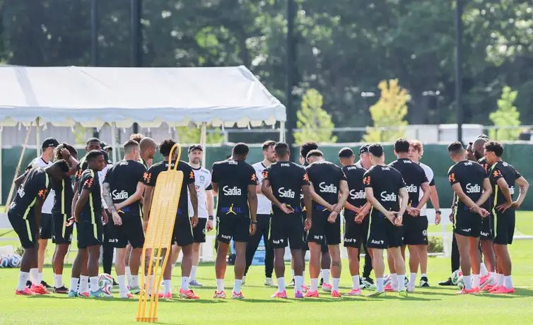 Soccer Football - FIFA World Cup 2026 - Brazil Training - Columbia Park Training Facility, Morristown, New Jersey, U.S. - June 15, 2026
General view during training IMAGN IMAGES via Reuters/Caean Couto
