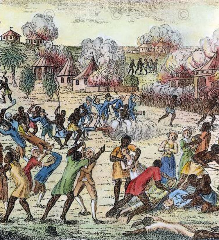 A história vetada pela Fifa em camisa da Copa - Revolução do Haiti: a história vetada pela Fifa em camisa da Copa
Uniforme da seleção caribenha retratava batalha pela independência. Na foto de cerca de 1797 que representa as limitações da liberdade da democracia francesa em solo haitiano. Foto: Archives départementales de la Gironde.