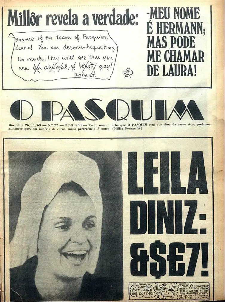 Capa de edição do jornal O Pasquim. Foto: Paquim/Reprodução