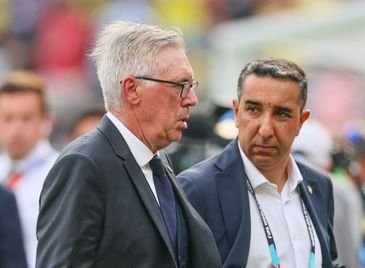 Reuters/Caean Couto/Proibida reprodução Soccer Football - FIFA World Cup 2026 - Round of 16 - Brazil v Norway - New York New Jersey Stadium, East Rutherford, New Jersey, U.S. - July 5, 2026
Brazil coach Carlo Ancelotti looks dejected after the match as Brazil are eliminated from the World Cup IMAGN IMAGES via Reuters/Caean Couto