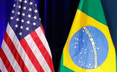 Los Angeles - EUA, 09/06/2022 - Bandeiras do Brasil e dos Estados Unidos. Foto: Alan Santos/PR